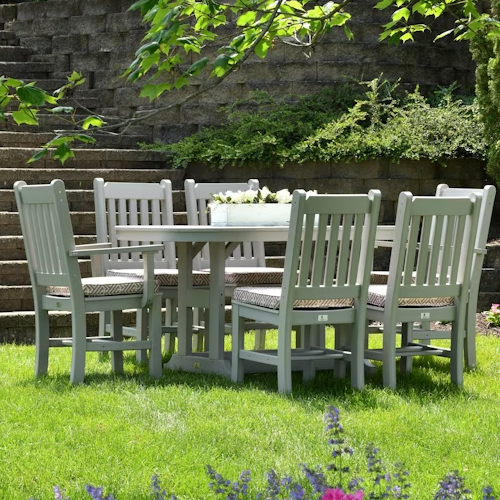 table and chairs in a garden that has been cleaned using Jeyes Fluid products for Spring